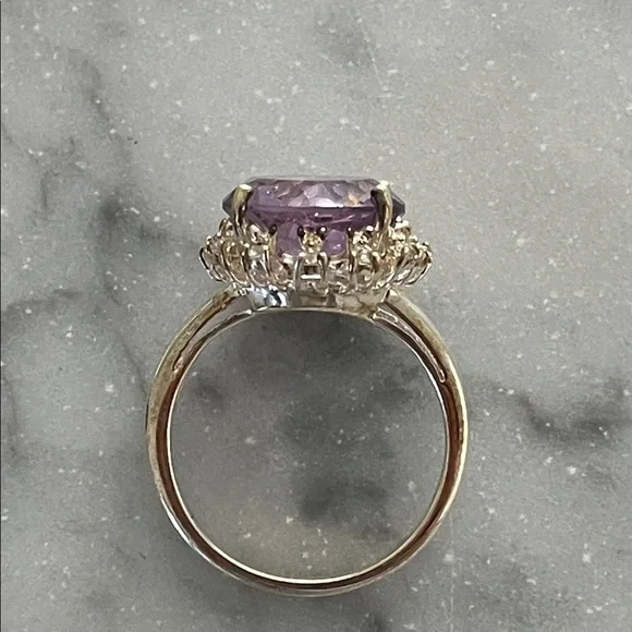 Sterling Silver Vintage Purple Gemstone Ring - Picture 2 of 6